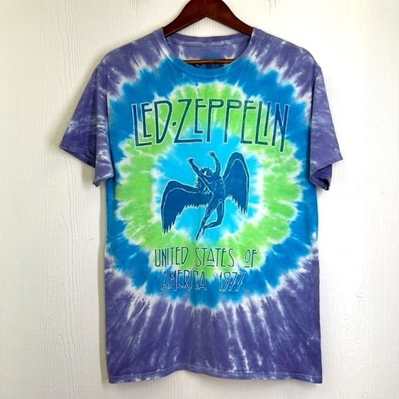Liquid Blue - Led Zeppelin United States Of America 1977 Tye Dye Graphic Tee Med - Picture 6 of 8